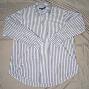 Ralph Lauren Classic Fit Long Sleeve Button Down Shirt Mens XL Blue Striped